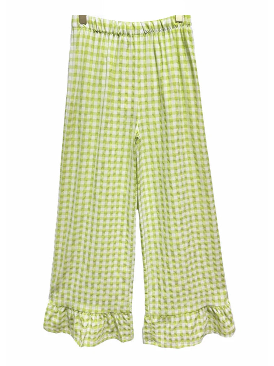 Plaid Ruffles Pants