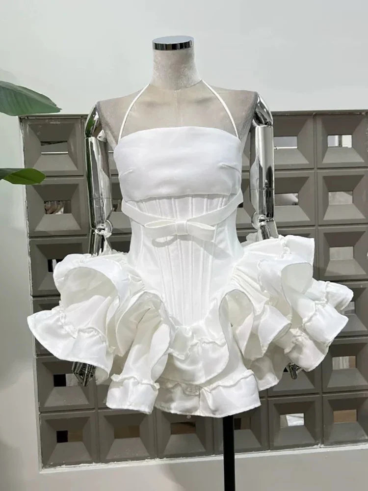 Flare Skirt Corset Strappy Mini Dress