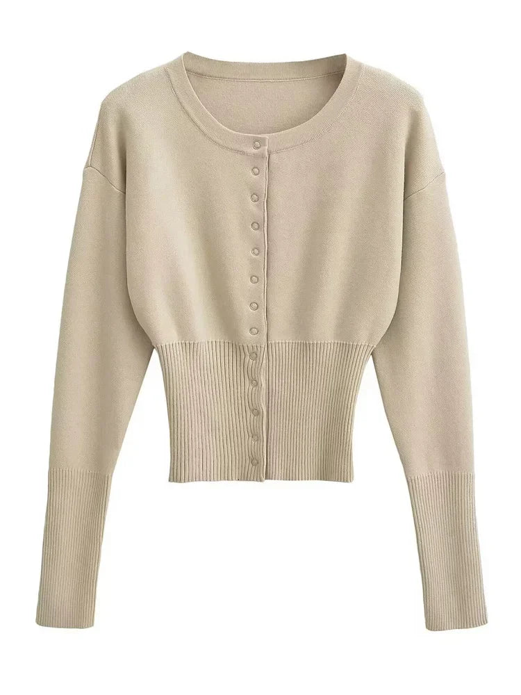 Knit Button Up Long Sleeve Top
