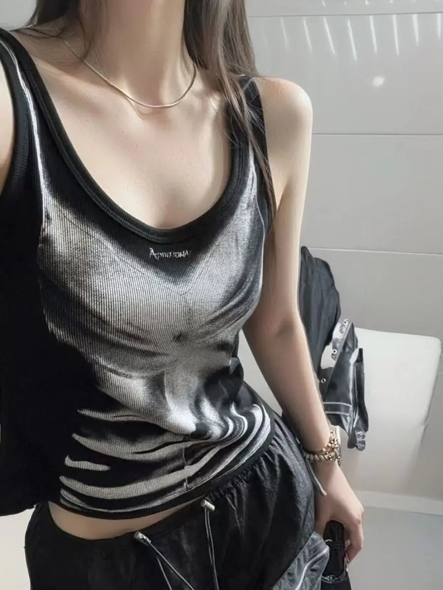 Black V-neck Printed Top