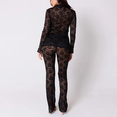 High Waist Sheer Lace Pants