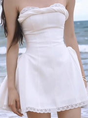 Elegant Strapless White Mini Dress