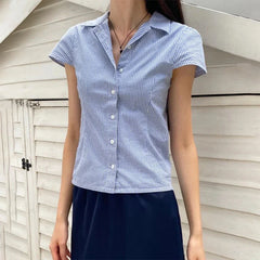 Short Sleeve Button Up Blouse