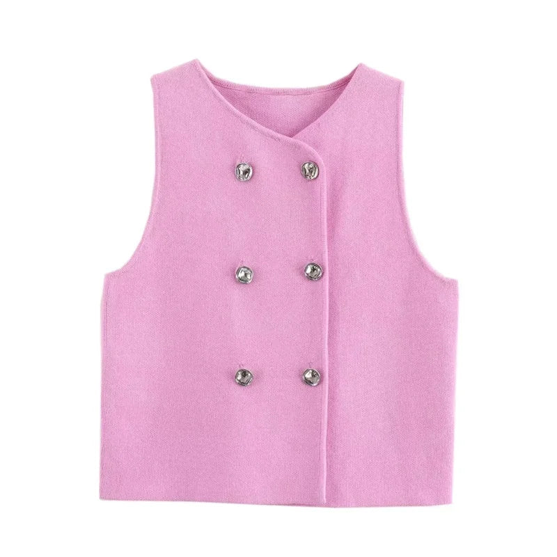 Blooming Pink Knitted Vest Top