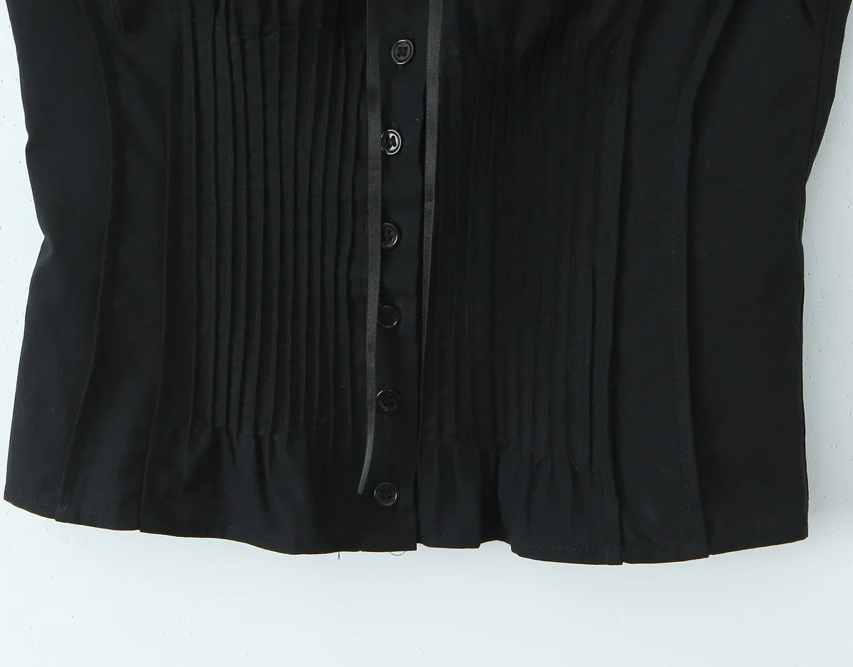 Spliced Lace Slash Ruched Top