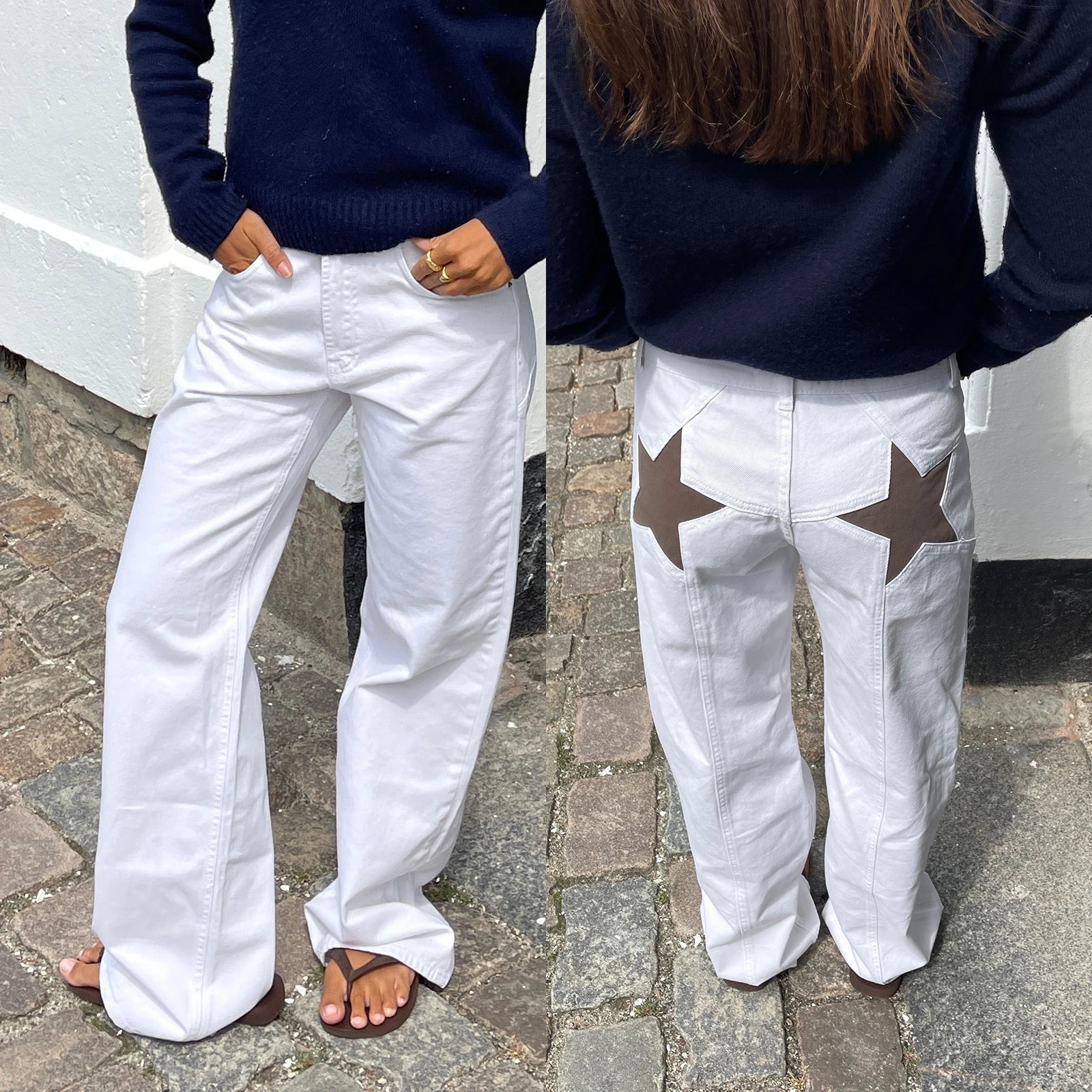 Stars Printed Pockets Denim Jeans