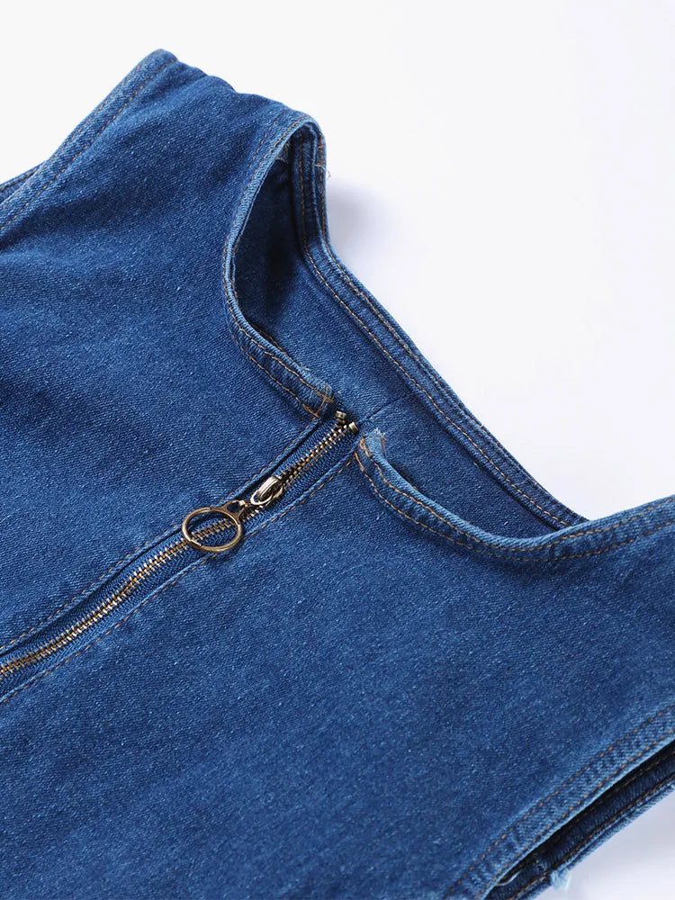 Day Dreaming Denim Heart Backless Jumpsuit