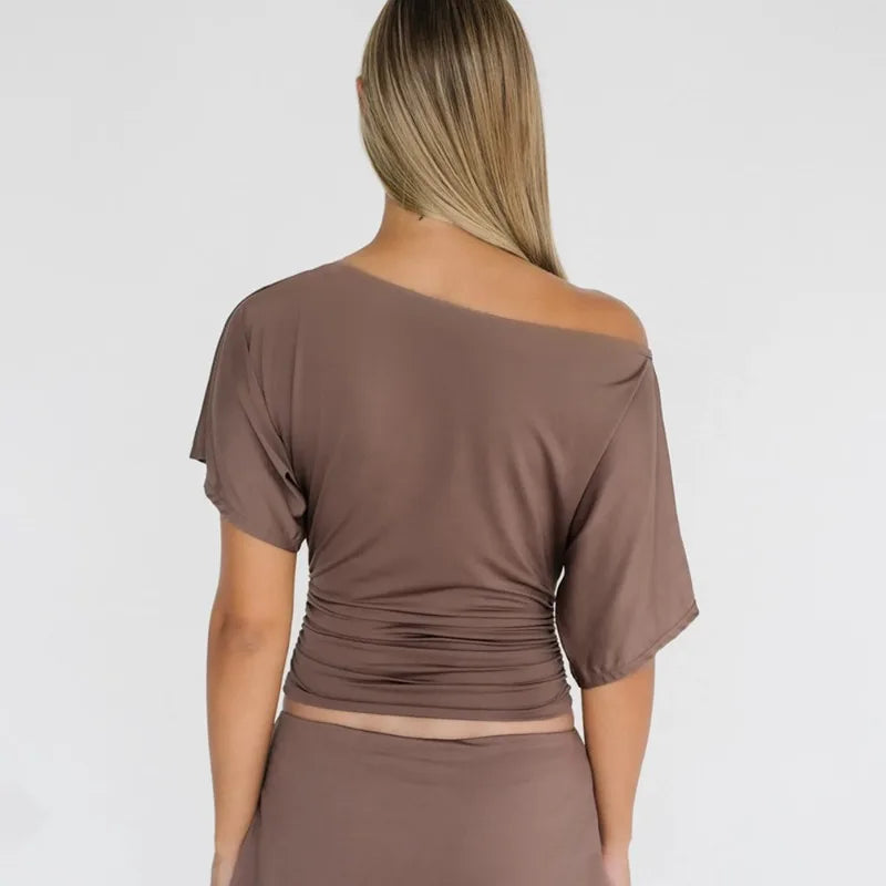 Asymmetrical One Shoulder Short Sleeve Top