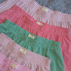 Elastic Waist Striped Plaid Print Shorts - Casual Knit