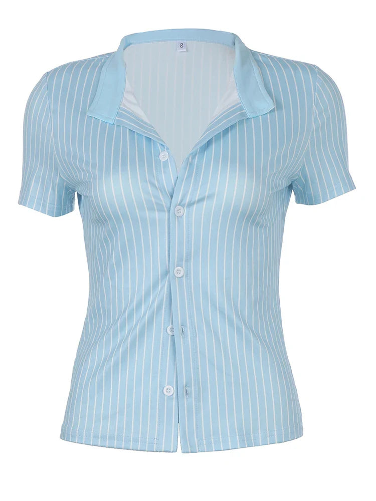Stripe Short Sleeve Button Shirt