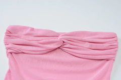 Pink Strapless Mesh Pachwork Long Scarf Maxi Dress