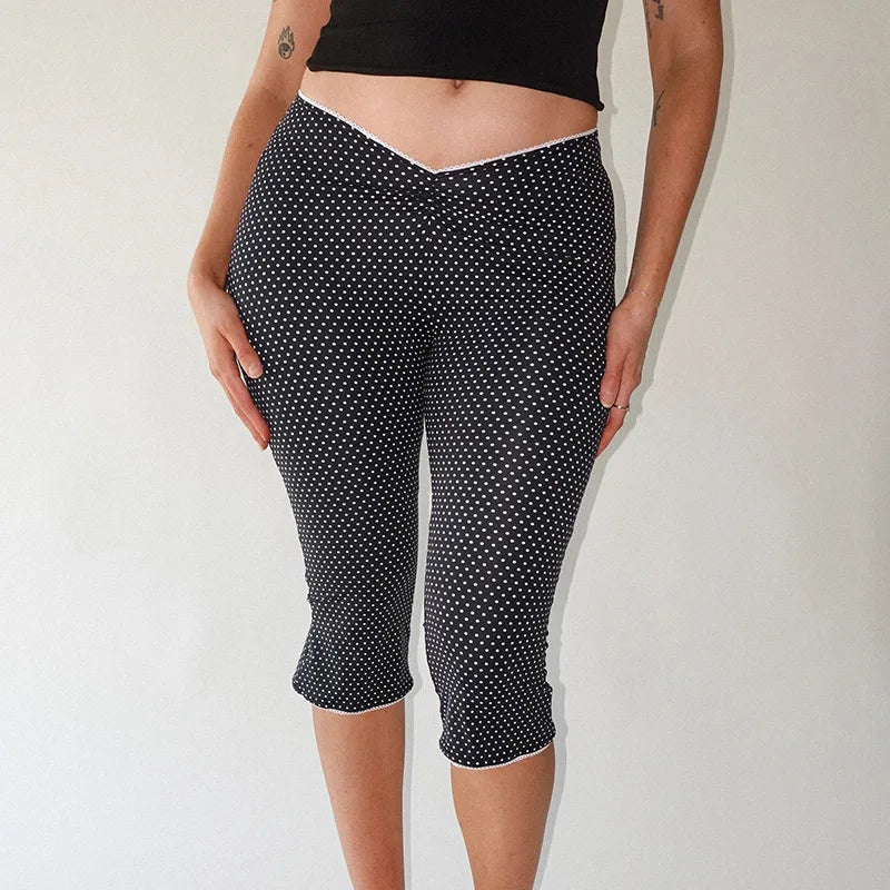 Black Polka Dot Cami Top And Capri Pants Set