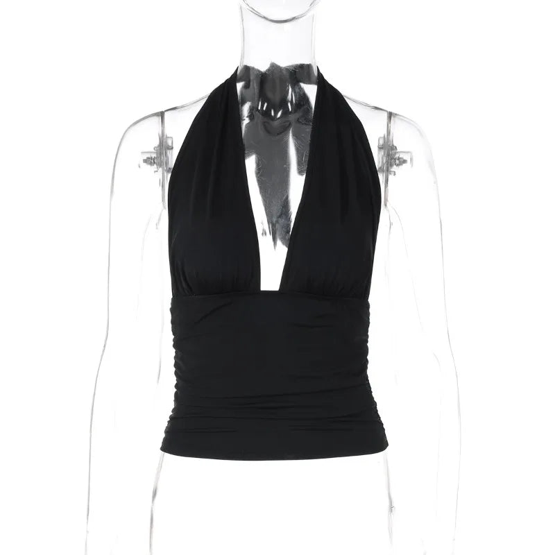 Deep Neck Halter Crop Top â€?Backless & Bold Fit