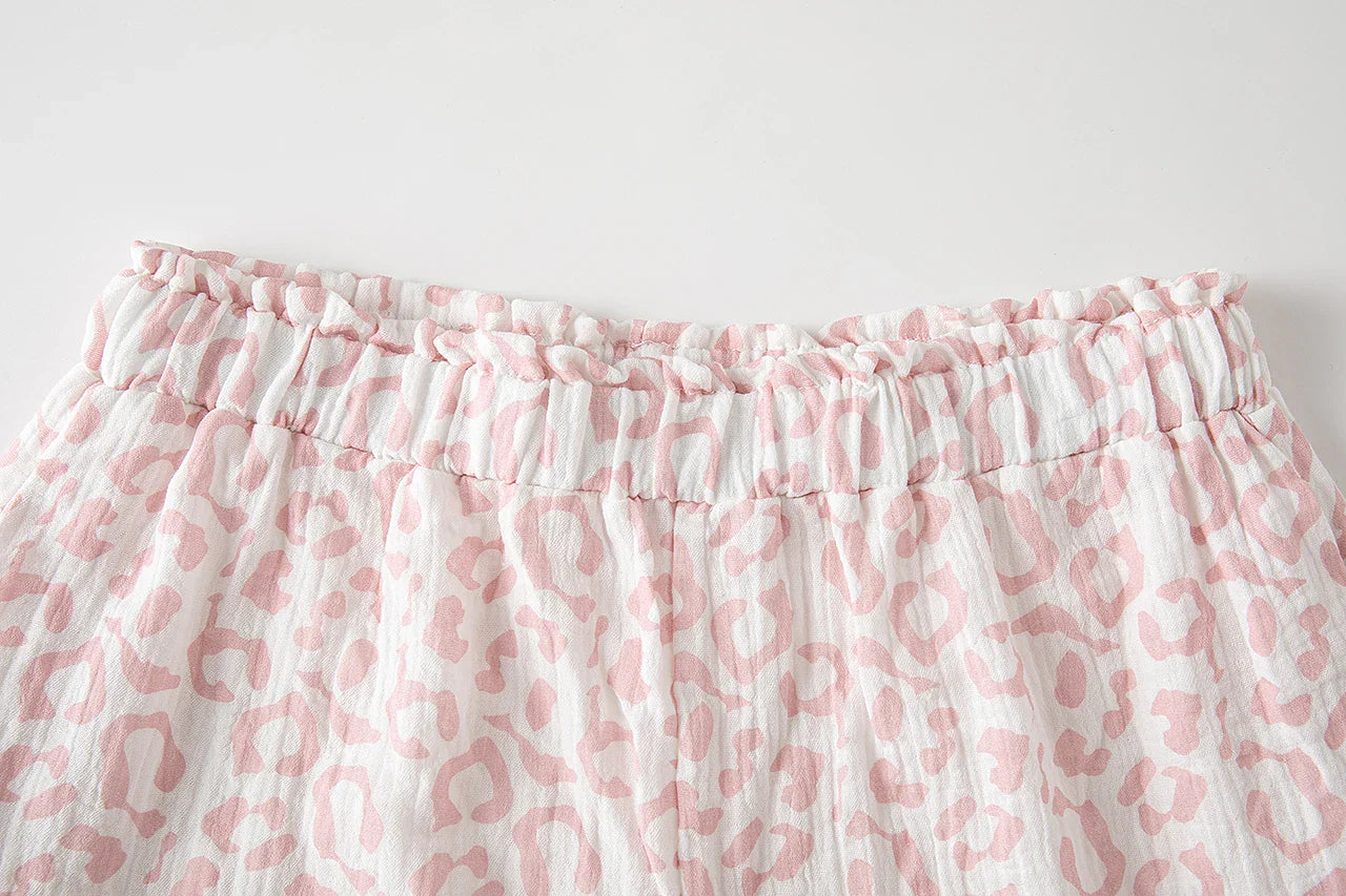 White Linen Printed Shirt And Shorts Set