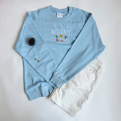 Blue Miami Florida Automobile Embroidered Sweatshirt