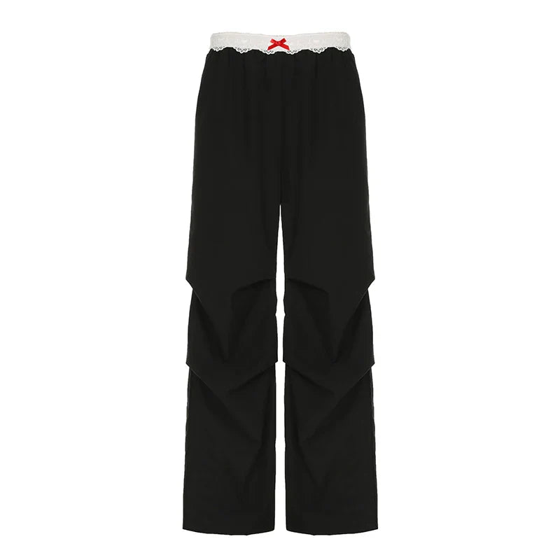 Lace Trim Loose Trousers