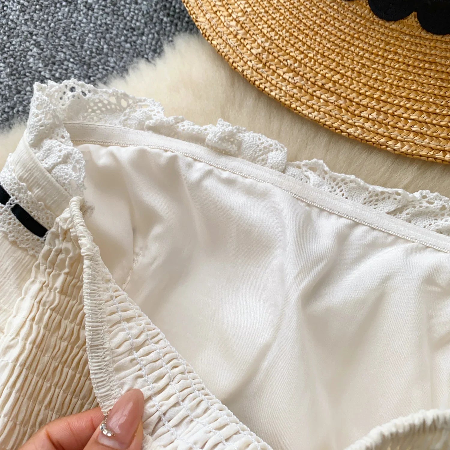 Lace Up Elastic Ruched Tube Top