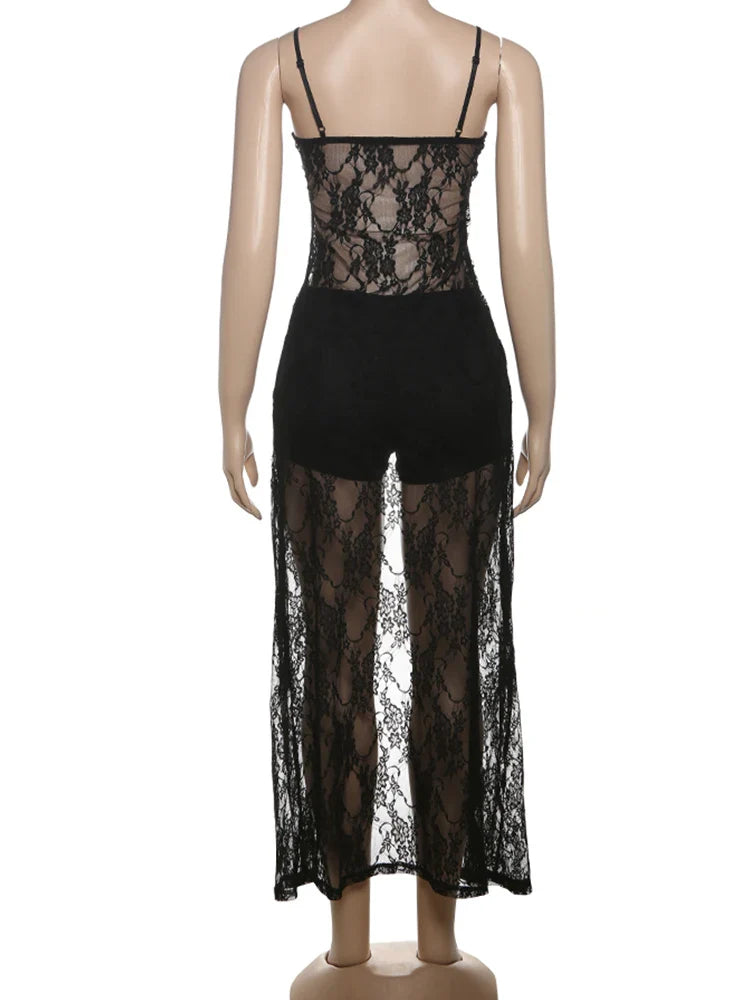 Leopard Print Lace Slit Top And Shorts Set