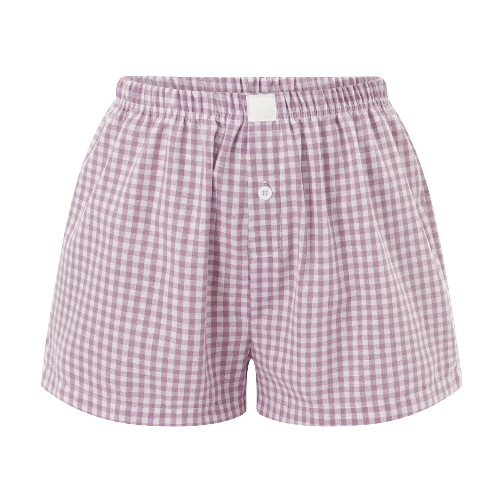 Elastic Waist Striped Plaid Print Shorts - Casual Knit
