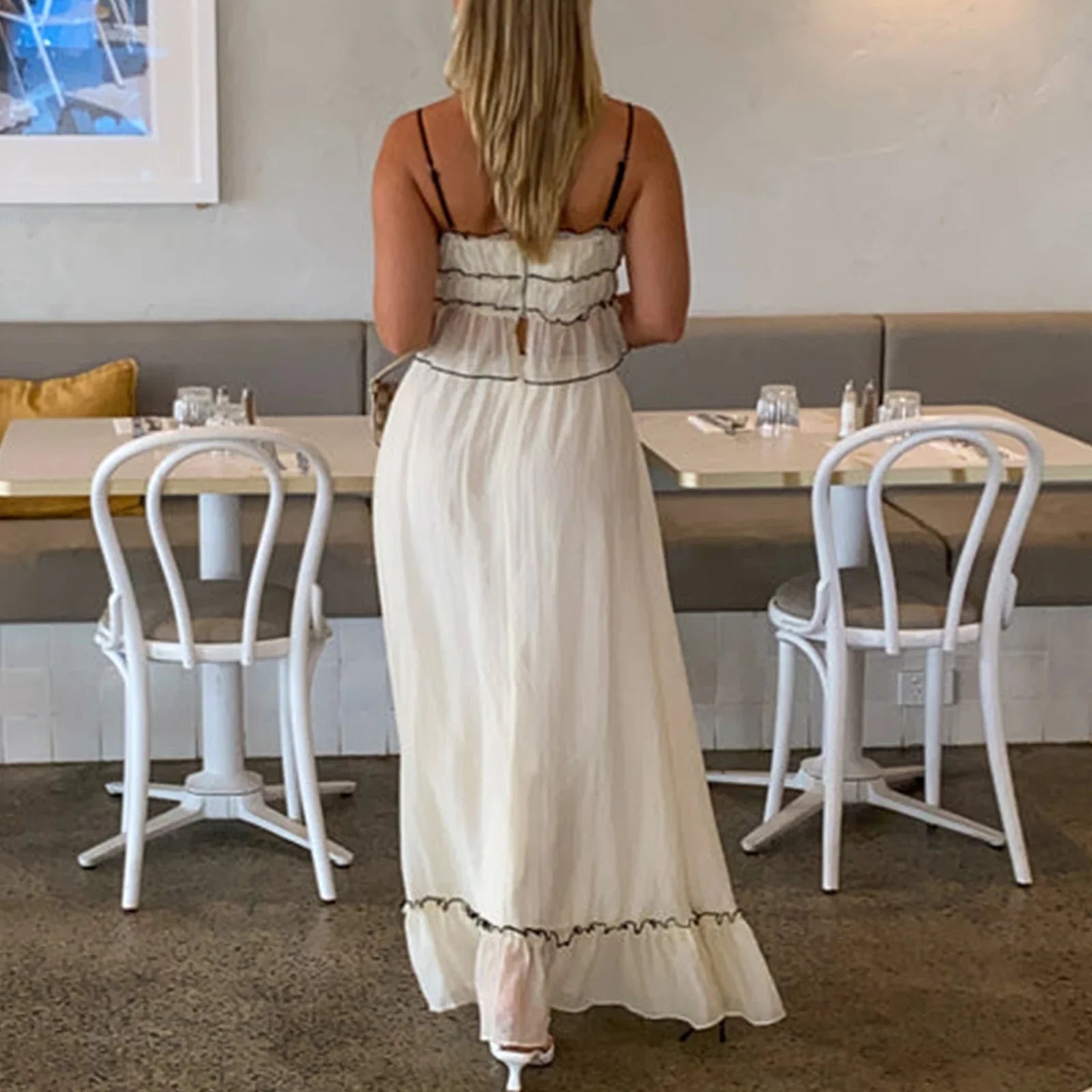 Cami Tie Up Top And Maxi Skirt Set