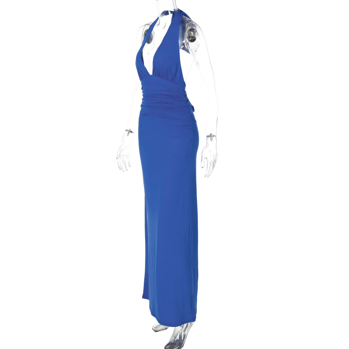 Deep Neck Halter Bodycon Maxi Dress