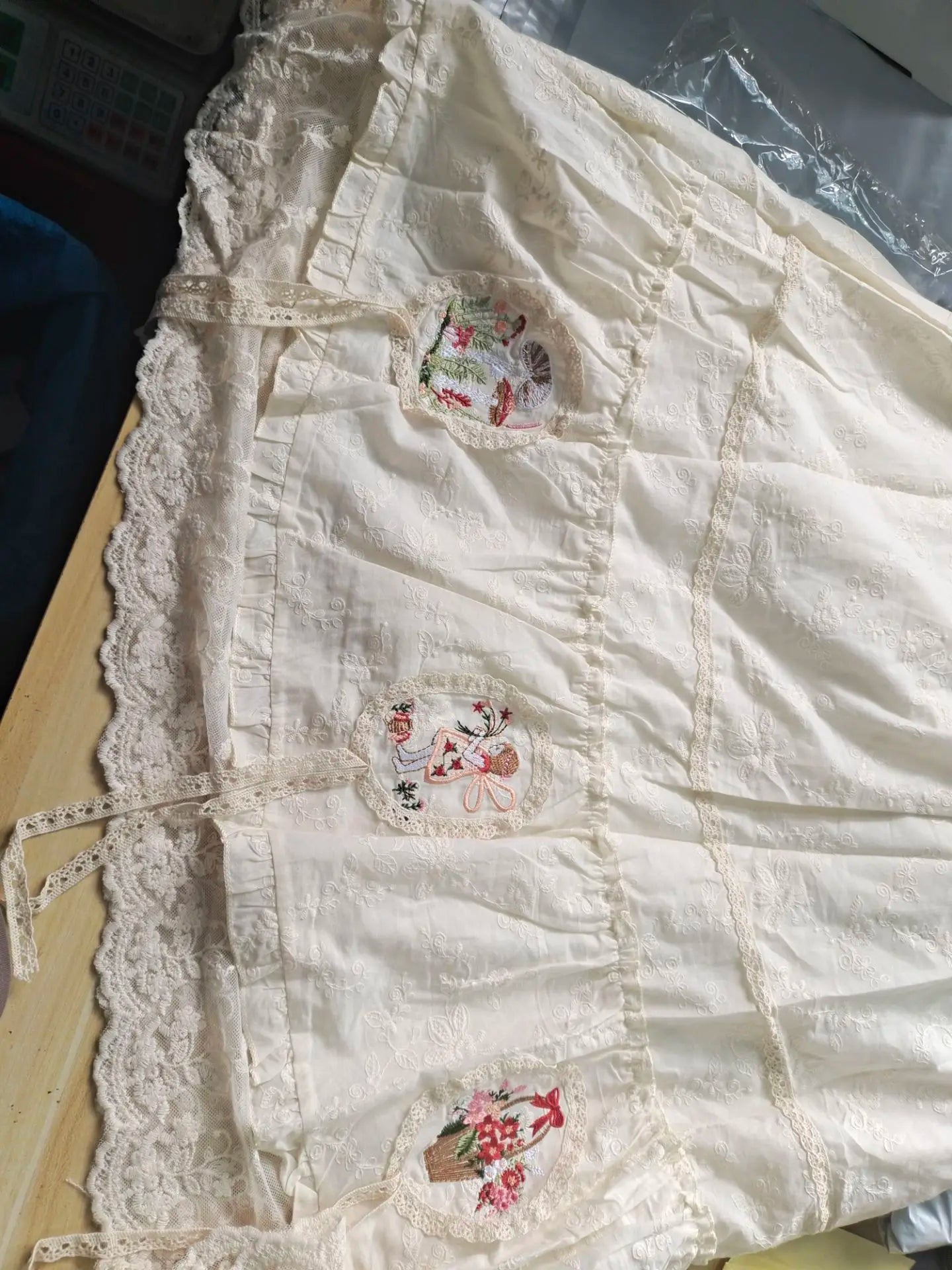 White Embroidery Lace Long Skirt - Sweet A-Line