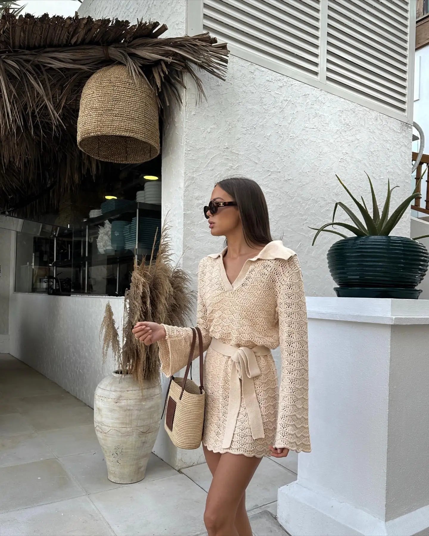 Noemi V Neck Hollow Out Dress