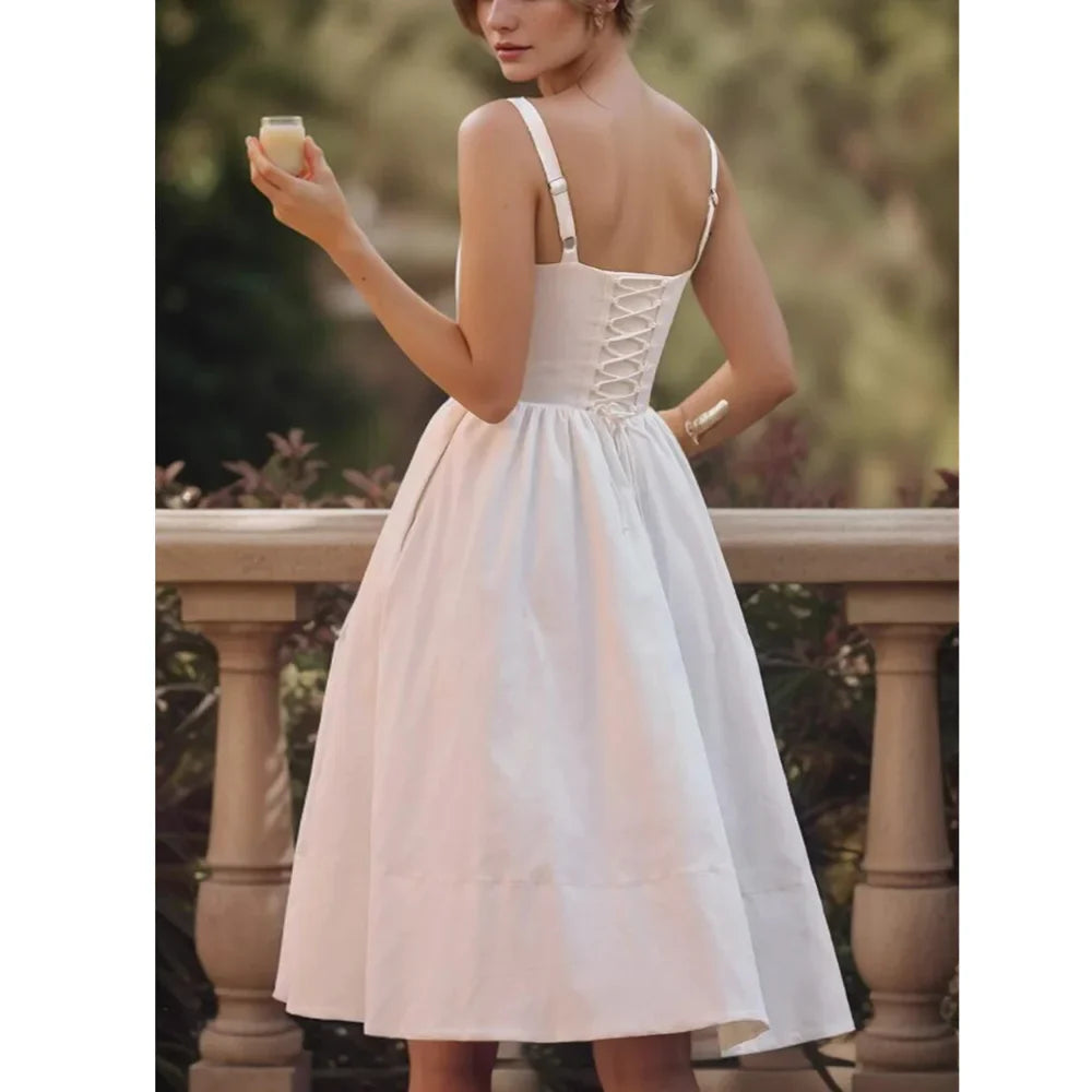 Bustier Strap Slit Midi Dress