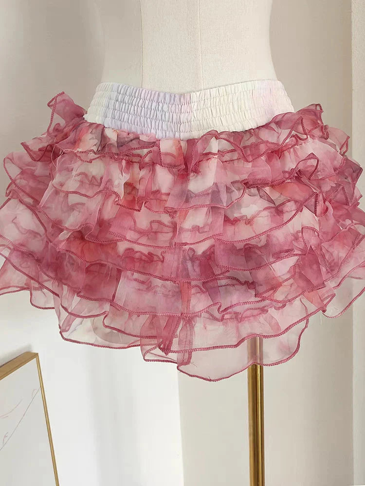 Strapless Corset Top And Ruffles A-line Mini Skirt Set