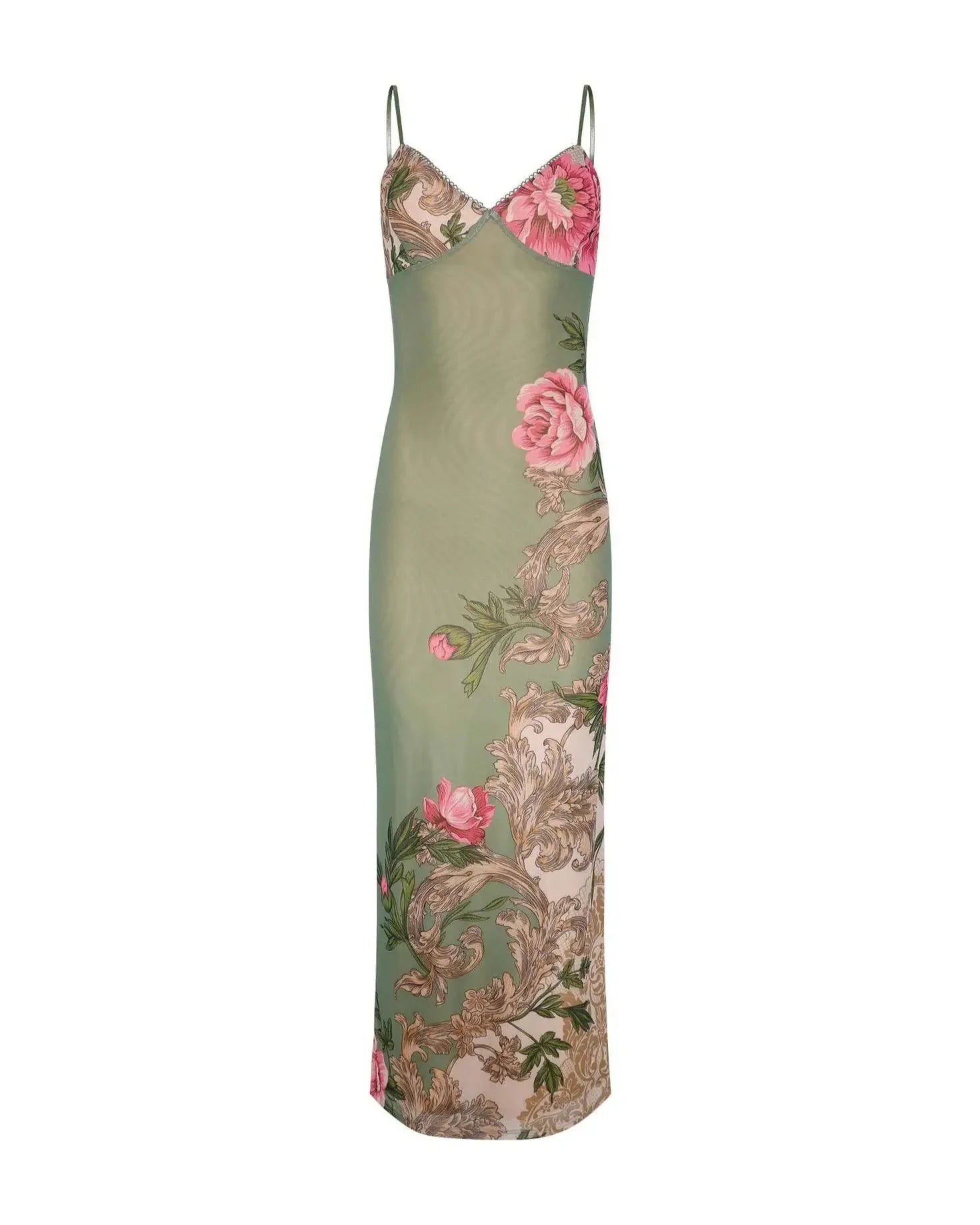 Floretta V Neck Spaghetti Dress