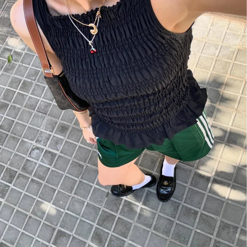 Polka Dot Ruched Tank Top