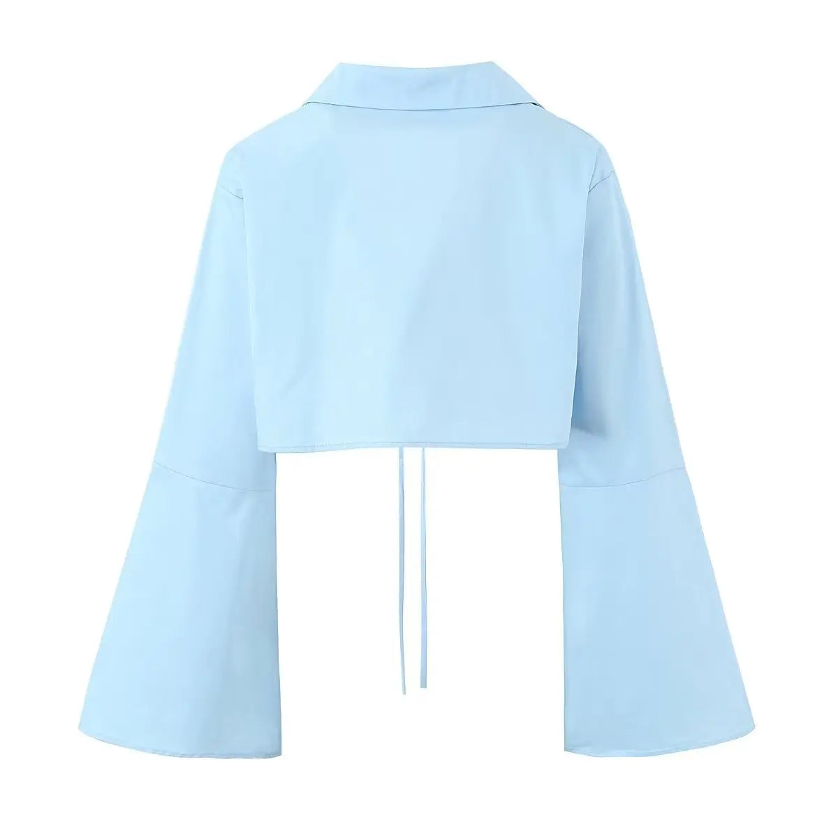 Flare Tie Up Cropped Shirt And Drawstring Shorts Set