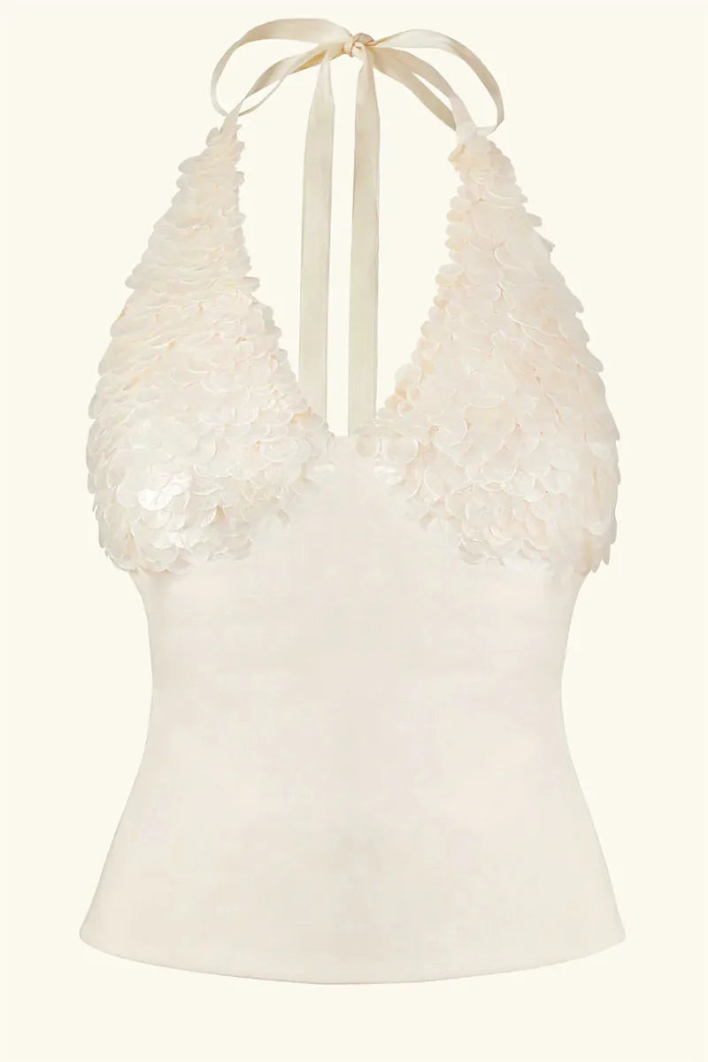 Sequin Shell Halter Top