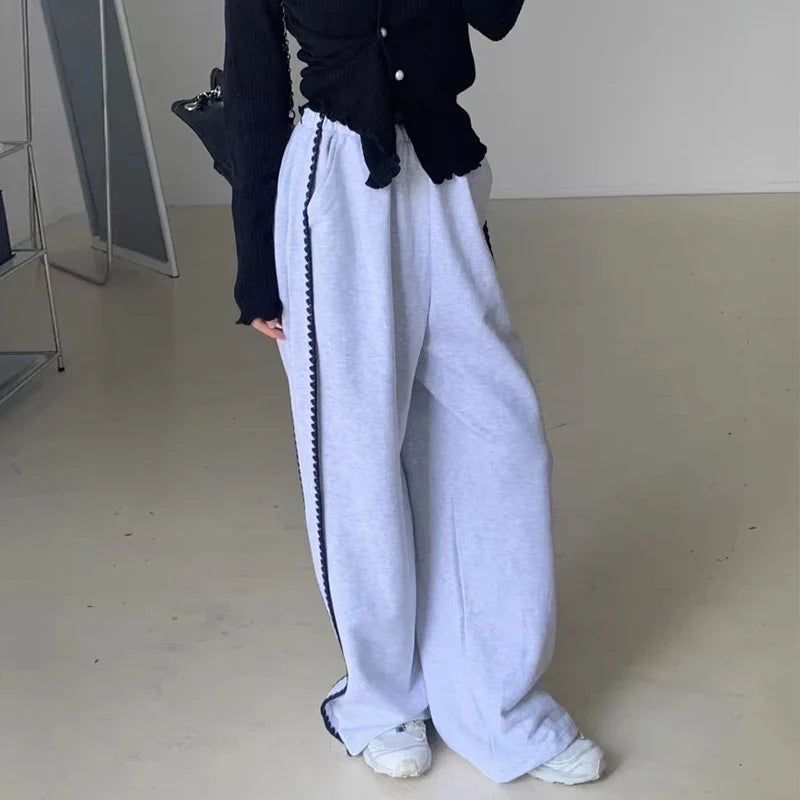 Side Contrasting Lace Track-pants