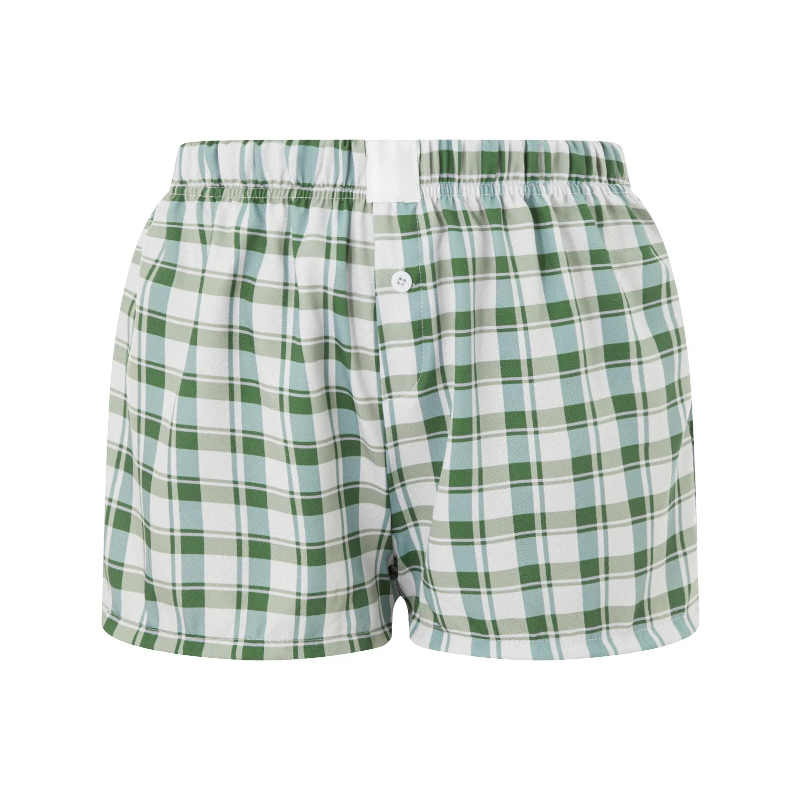 Elastic Waist Striped Plaid Print Shorts - Casual Knit