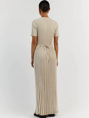Ribbed Short Sleeve Maxi Dress