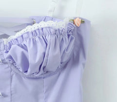 Ruffle Trim Button Cami Mini Dress