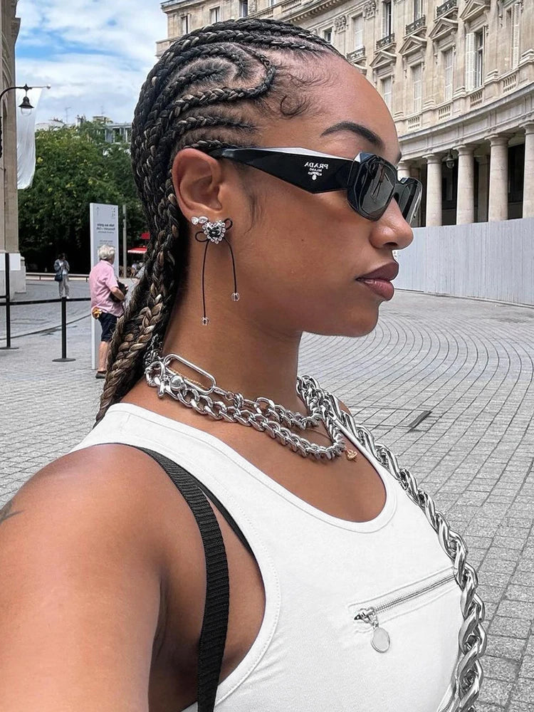 White Zipper Slit Tank Top