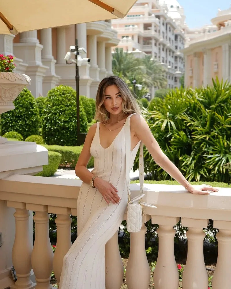 Coronado Backless V Neck Knitted Dress