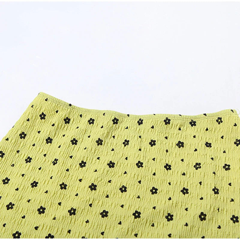 Ruched Floral Crop Top And Midi Skirt Set