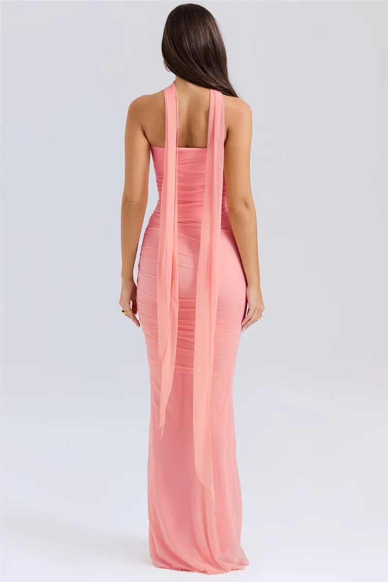 Corset And Bodycon Maxi Skirt With Neckerchief Set