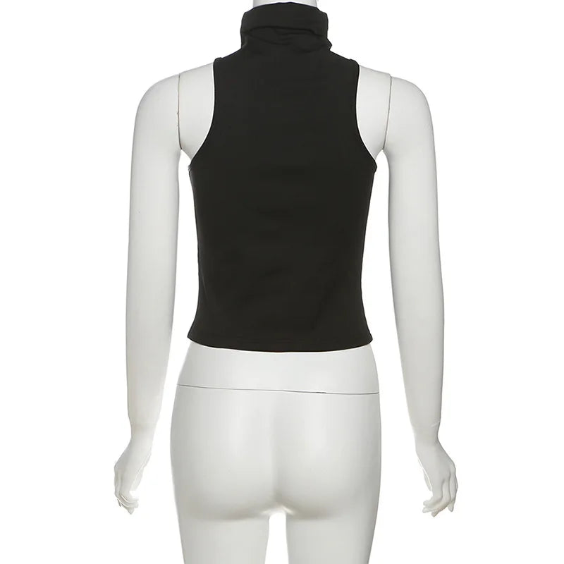 Black Turtleneck Metal Ring Top