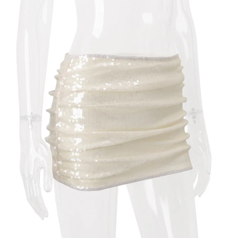 Gradient Halter Crop Top And Sequin Mini Skirt Set