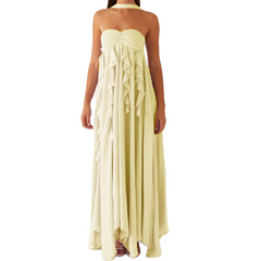 Ruffle Trim Sleeveless A-line Long Dress - Beach Style