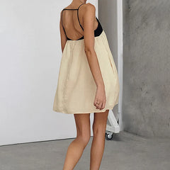 Contrast Strap Straight Mini Dress