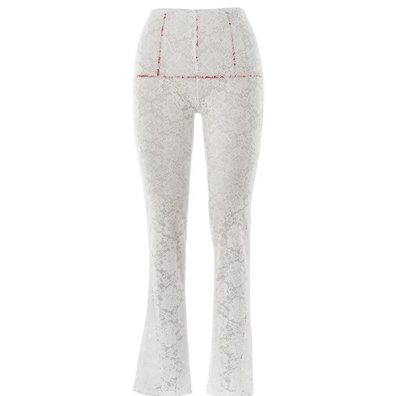 High Waist Sheer Lace Pants