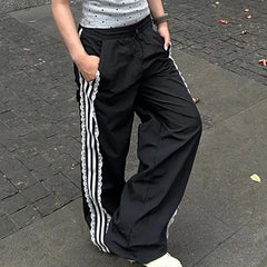 Lace Stripe Wide Track-pants
