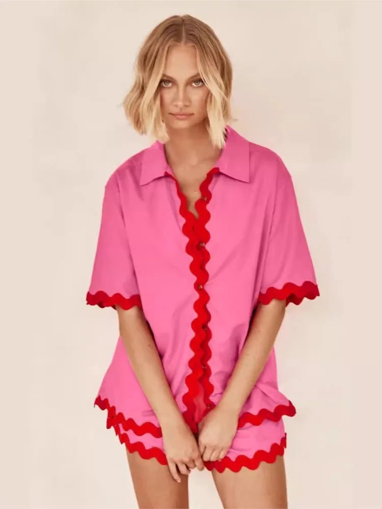 Zic Zac Patchwork Shirt And Shorts Set