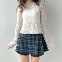 Dark Green Plaid Pleated Skirt