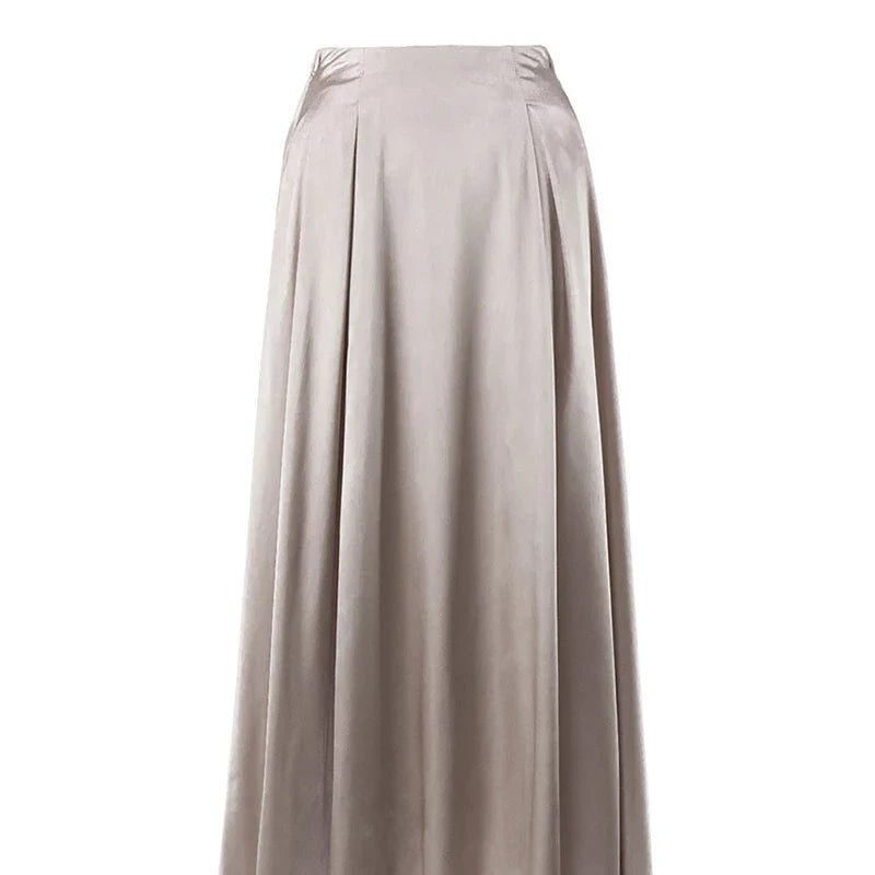 Angie Satin Gathered Maxi Skirt